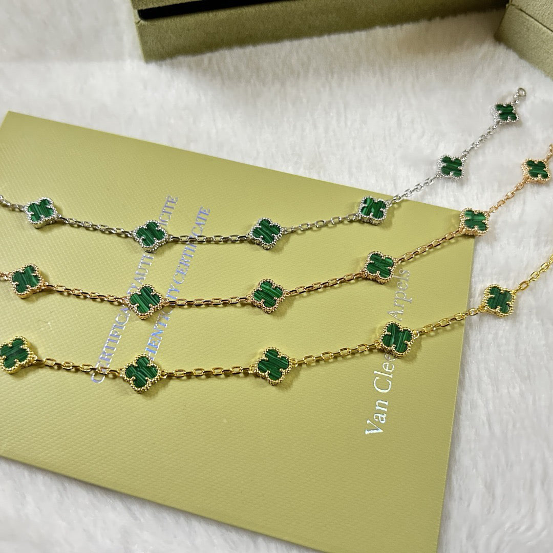 [Regalia jewelry]CLOVER 6 MOTIF MALACHITE BRACELET