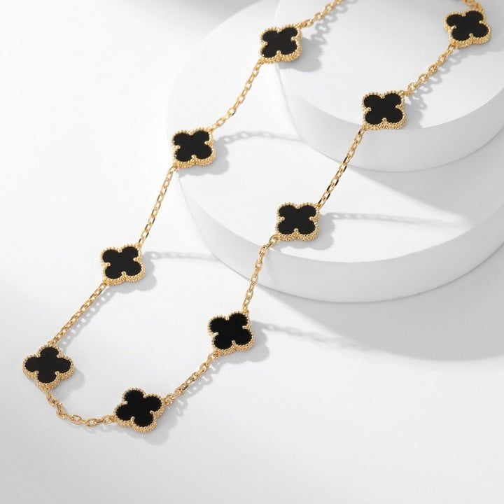 [Regalia jewelry]CLOVERS THE 10-MOTIFS ONYX NECKLACE