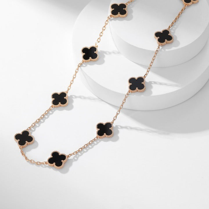 [Regalia jewelry]CLOVERS THE 10-MOTIFS ONYX NECKLACE