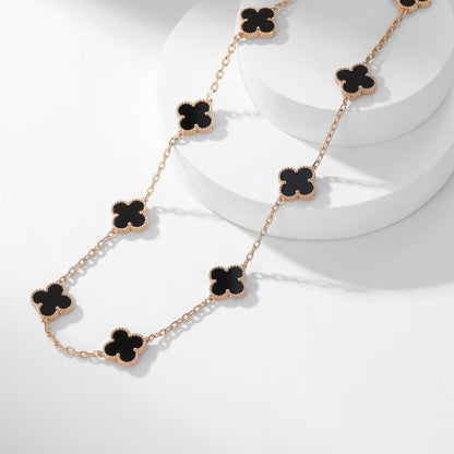 [Regalia jewelry]CLOVERS THE 10-MOTIFS ONYX NECKLACE