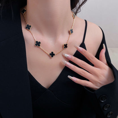 [Regalia jewelry]CLOVERS THE 10-MOTIFS ONYX NECKLACE