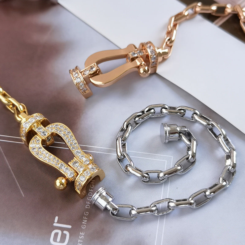 [Regalia jewelry]FORCE LARGE HORSESHOE CLASP  METAL BRACELET
