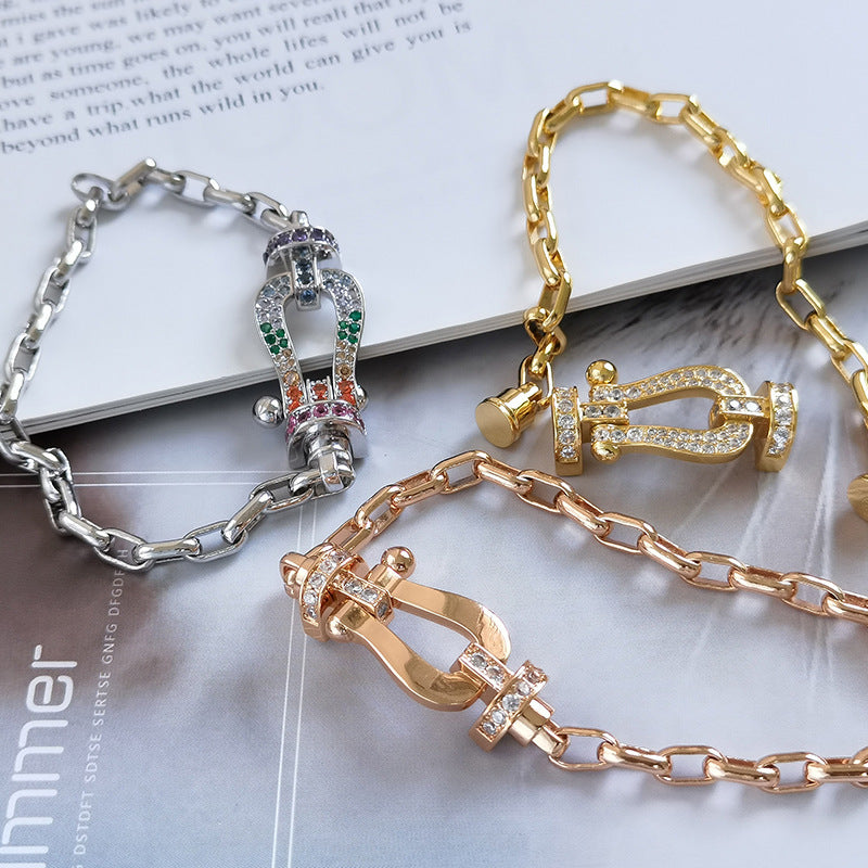 [Regalia jewelry]FORCE LARGE HORSESHOE CLASP  METAL BRACELET