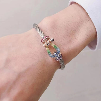 [Joyas Regalia]Pulsera grande Force con diamantes de color herradura en oro rosa