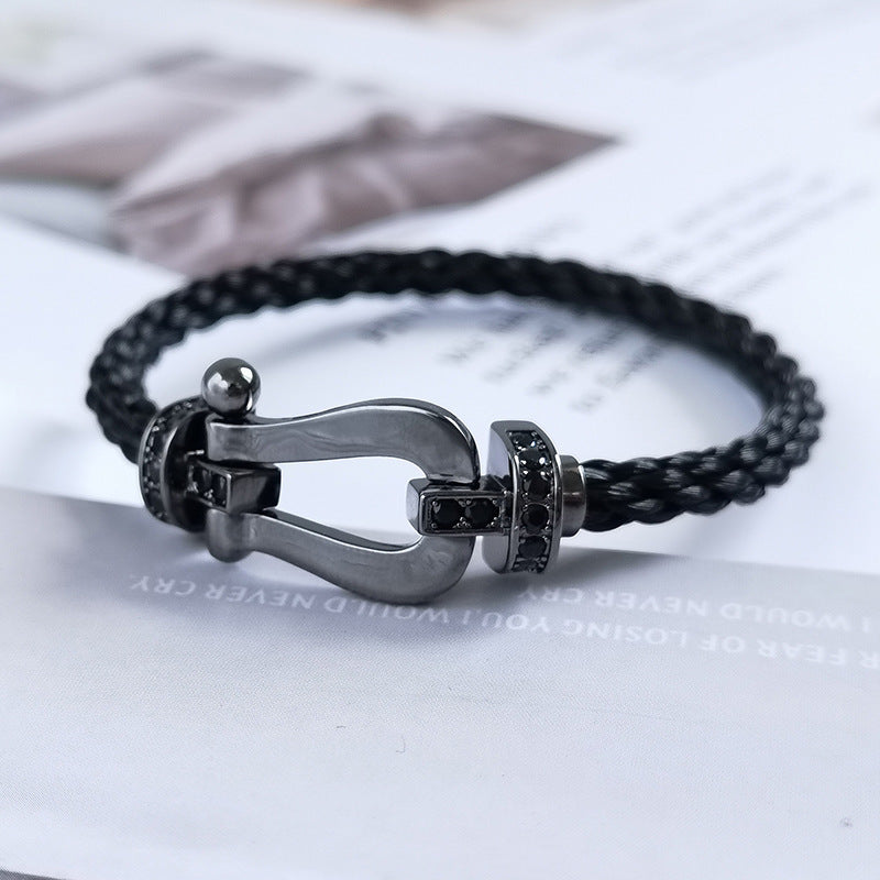 [Joyas Regalia] PULSERA SAMURAI NEGRA DE HERRADURA SERIE GRANDE FORCE