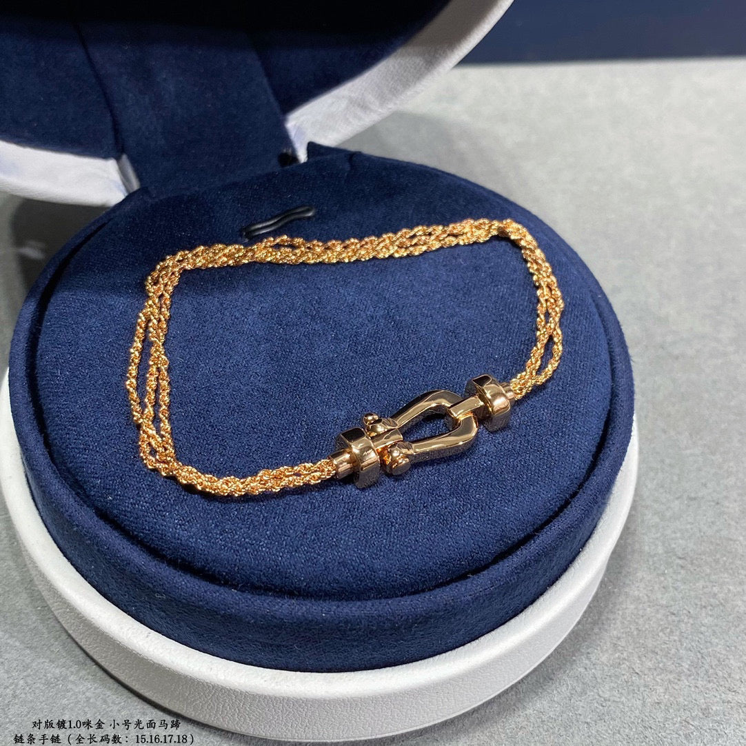 [Joyas Regalia] PULSERA DE CUERDA DE CADENA DE DIAMANTES CON HERRADURA PEQUEÑA FORCE