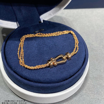 [Joyas Regalia] PULSERA DE CUERDA DE CADENA DE DIAMANTES CON HERRADURA PEQUEÑA FORCE