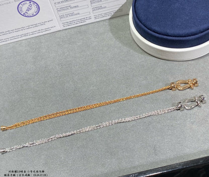 [Joyas Regalia] PULSERA DE CUERDA DE CADENA DE DIAMANTES CON HERRADURA PEQUEÑA FORCE