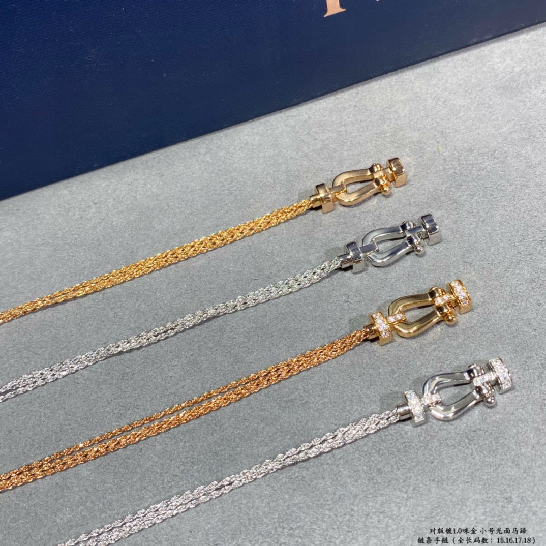 [Joyas Regalia] PULSERA DE CUERDA DE CADENA DE DIAMANTES CON HERRADURA PEQUEÑA FORCE