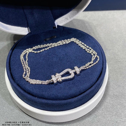 [Joyas Regalia] PULSERA DE CUERDA DE CADENA DE DIAMANTES CON HERRADURA PEQUEÑA FORCE