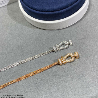 [Joyas Regalia] PULSERA DE CUERDA DE CADENA DE DIAMANTES CON HERRADURA PEQUEÑA FORCE