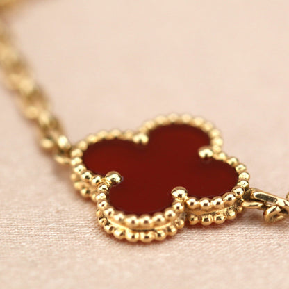 [Regalia jewelry]CLOVER 5 MOTIFS RED AGATE  BRACELET