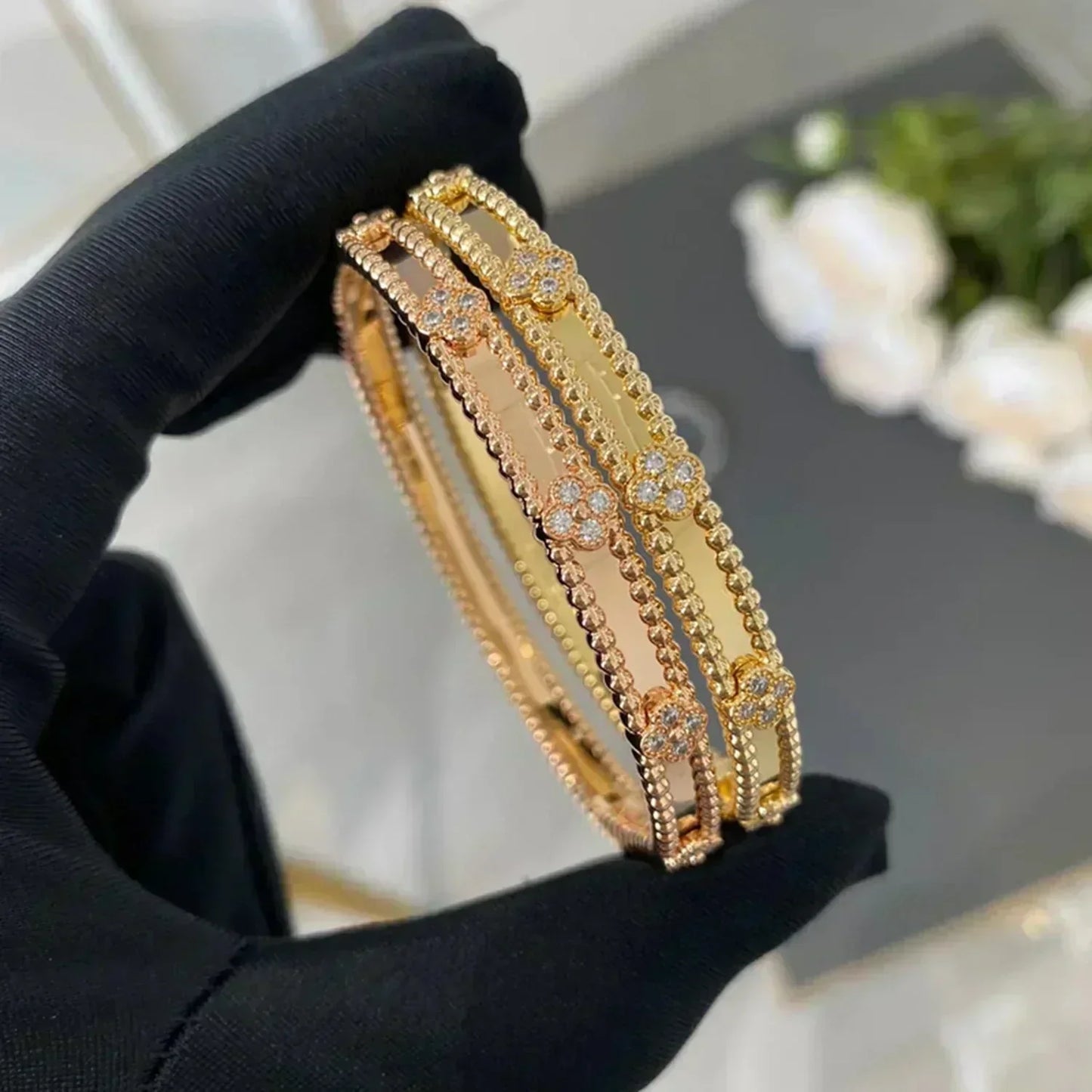[Regalia jewelry]CLOVER BRACELET 4MM DIAMONDS
