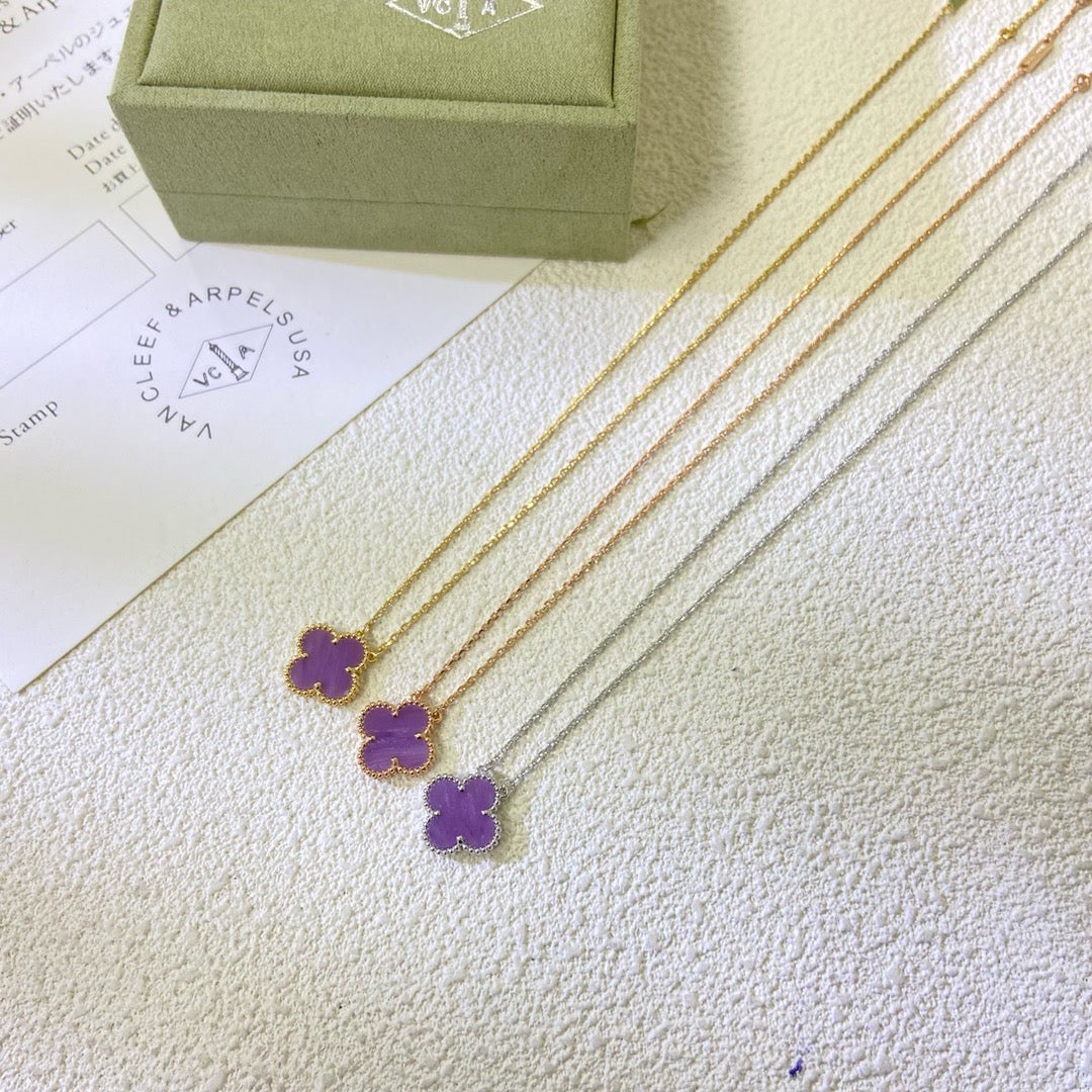 [Regalia jewelry]CLOVER 15MM  PURPLE VIOLET NECKLACE