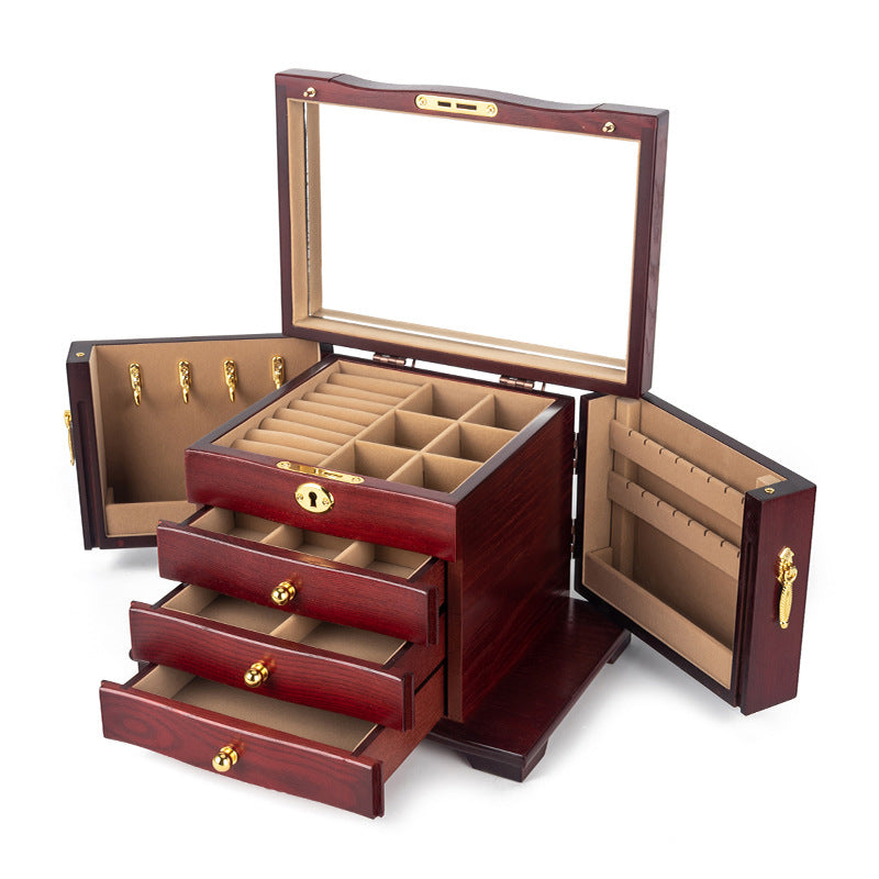 BOÎTE À BIJOUX EN BOIS MULTICOUCHE DE GRANDE CAPACITÉ