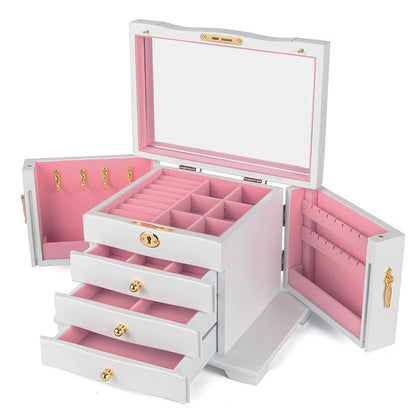 BOÎTE À BIJOUX EN BOIS MULTICOUCHE DE GRANDE CAPACITÉ