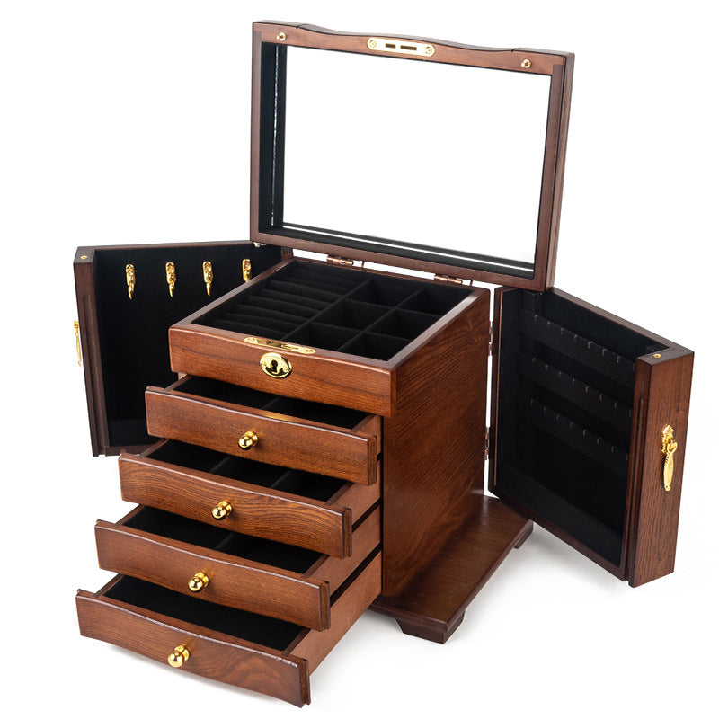BOÎTE À BIJOUX EN BOIS MULTICOUCHE DE GRANDE CAPACITÉ