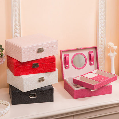 Superbe coffret à bijoux en cuir synthétique avec serrure