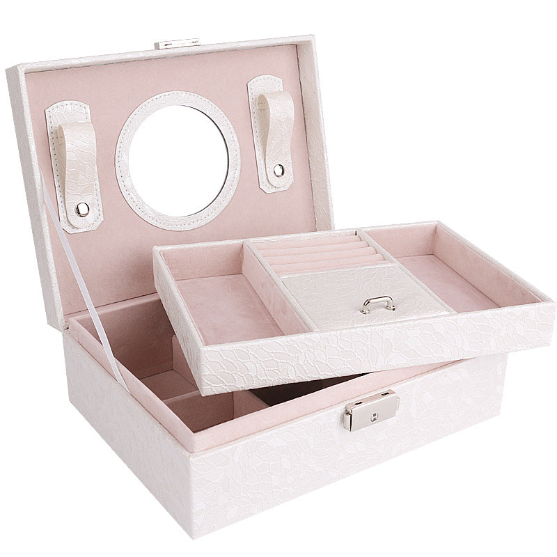 Superbe coffret à bijoux en cuir synthétique avec serrure