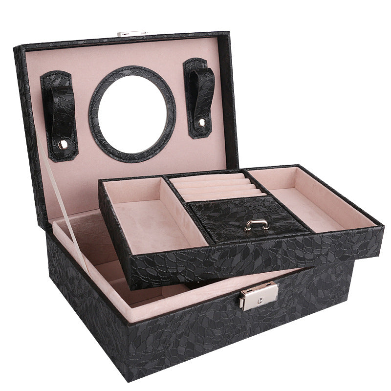 Superbe coffret à bijoux en cuir synthétique avec serrure