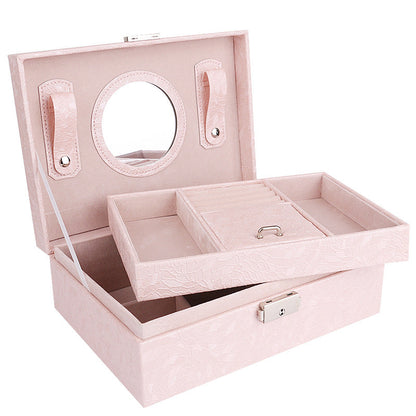 Superbe coffret à bijoux en cuir synthétique avec serrure