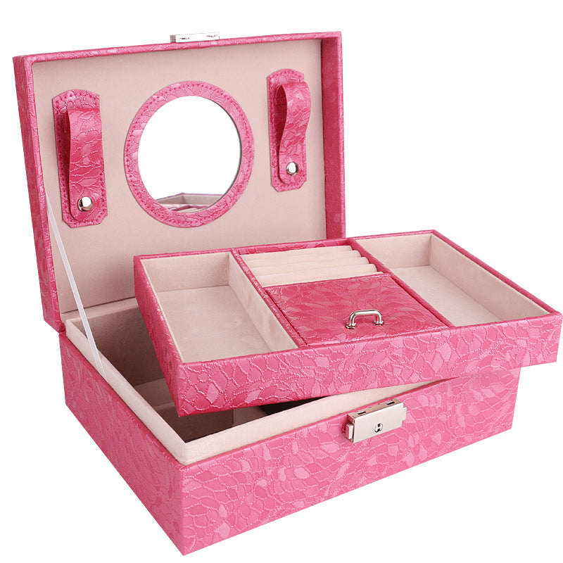 Superbe coffret à bijoux en cuir synthétique avec serrure