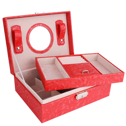 Superbe coffret à bijoux en cuir synthétique avec serrure