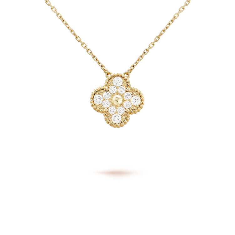 [Regalia jewelry]CLOVER 15MM DIAMOND SINGLE FLOWER NECKLACE