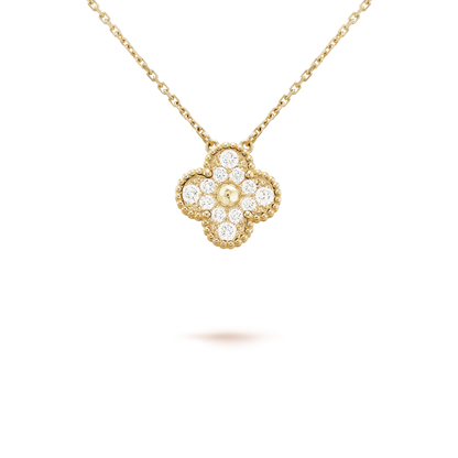 [Regalia jewelry]CLOVER 15MM DIAMOND SINGLE FLOWER NECKLACE