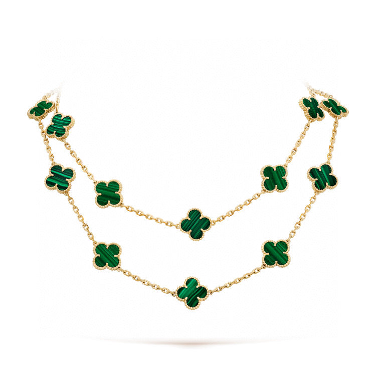 [Joyas Regalia] TRÉBOL 20 MOTIVOS MALAQUITA ORO