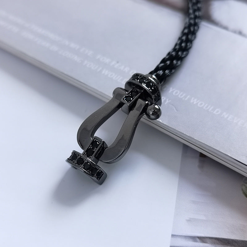 [Joyas Regalia] PULSERA SAMURAI NEGRA DE HERRADURA SERIE GRANDE FORCE