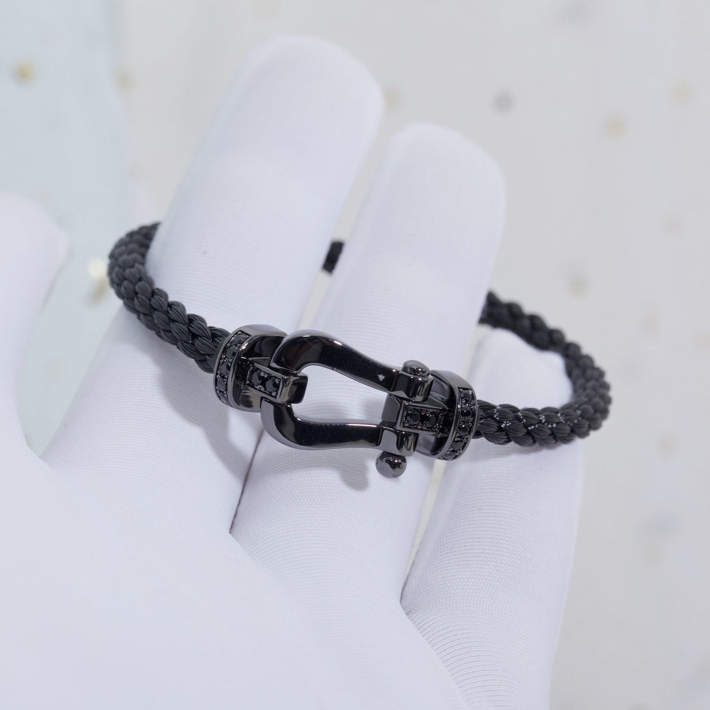 [Joyas Regalia] PULSERA SAMURAI NEGRA DE HERRADURA SERIE GRANDE FORCE