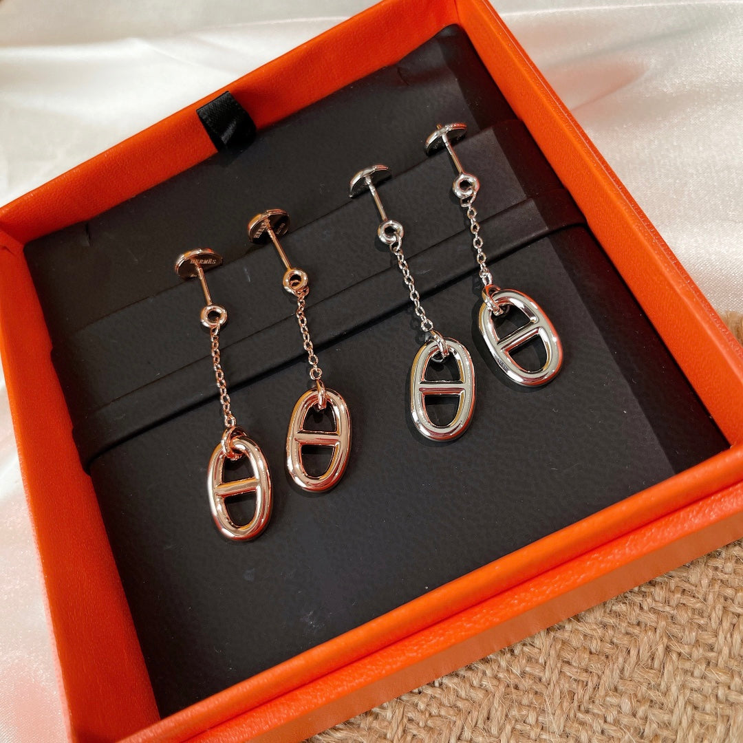[Joyas Regalia] PENDIENTES DE BORLA DE CADENA