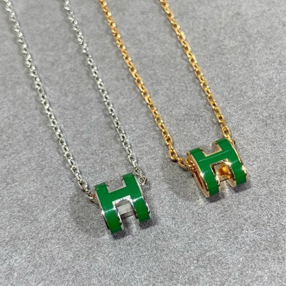 [Joyas Regalia] COLLAR POP H VERDE PLATA Y ORO