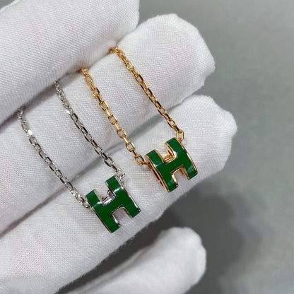 [Joyas Regalia] COLLAR POP H VERDE PLATA Y ORO