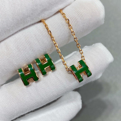 [Joyas Regalia] COLLAR POP H VERDE PLATA Y ORO