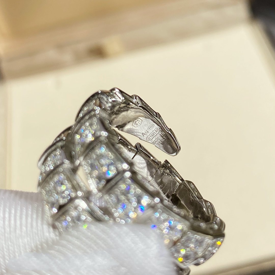 [Regalia jewelry]SERPENTI DOUBLE RING SILVER DIAMOND PAVED