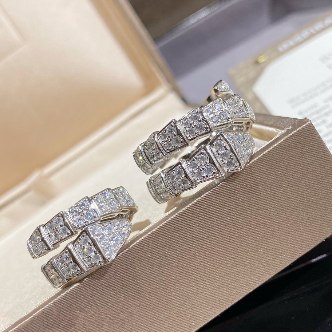 [Regalia jewelry]SERPENTI DOUBLE RING SILVER DIAMOND PAVED