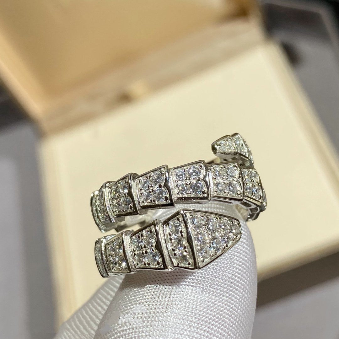 [Regalia jewelry]SERPENTI DOUBLE RING SILVER DIAMOND PAVED