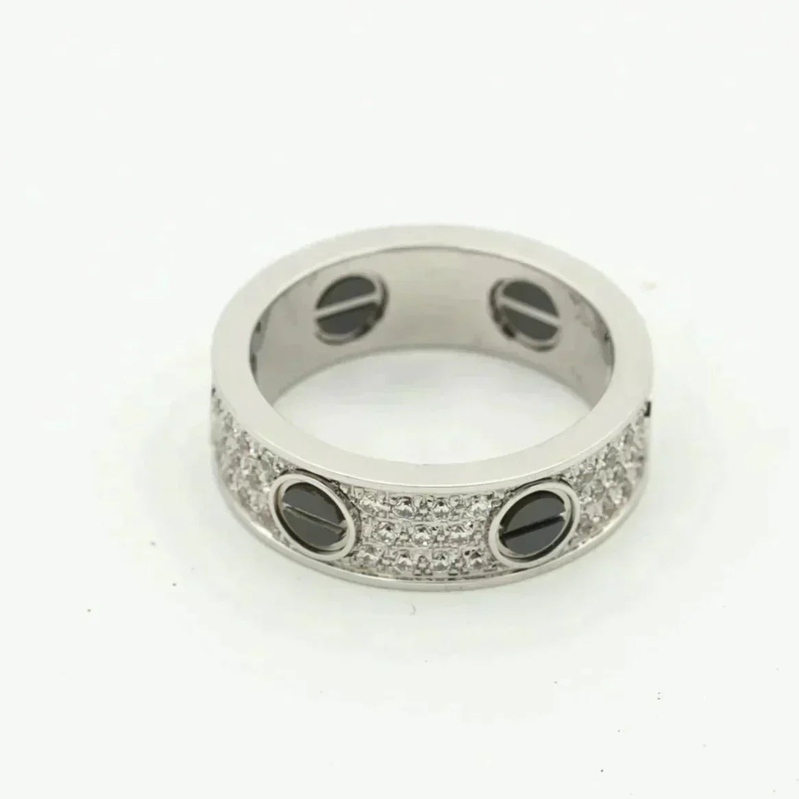 [Joyas Regalia] ANILLO DE AMOR DE CERÁMICA PAVADA CON DIAMANTES DE 5,5 MM