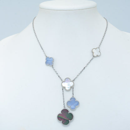 [Regalia jewelry]CLOVER MOP CHALCEDONY NECKLACE SILVER 6 MOTIF