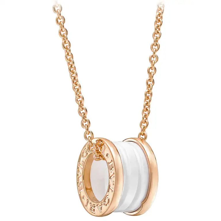 [Bijoux Regalia] COLLIER ZÉRO 1 EN CÉRAMIQUE BLANCHE, OR ROSE ET DIAMANTS