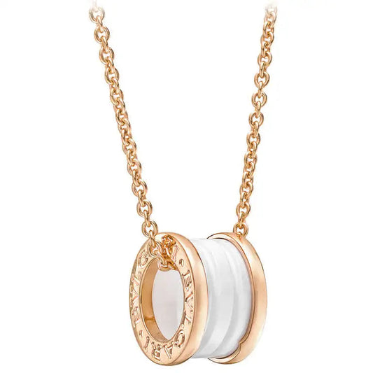 [Bijoux Regalia] COLLIER ZÉRO 1 EN CÉRAMIQUE BLANCHE, OR ROSE ET DIAMANTS