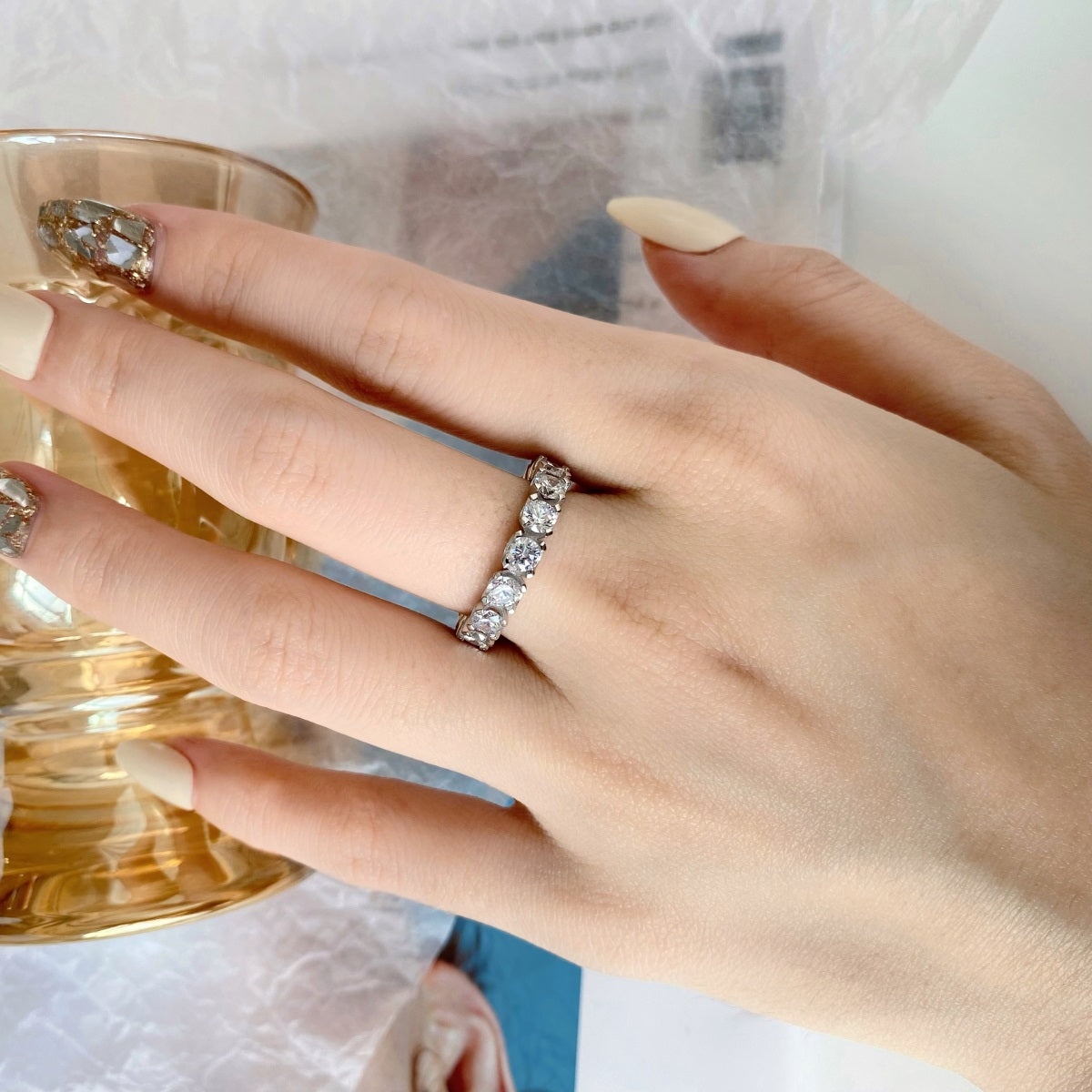 [Joyas Regalia] Anillo de tenis Eternity de corte redondo