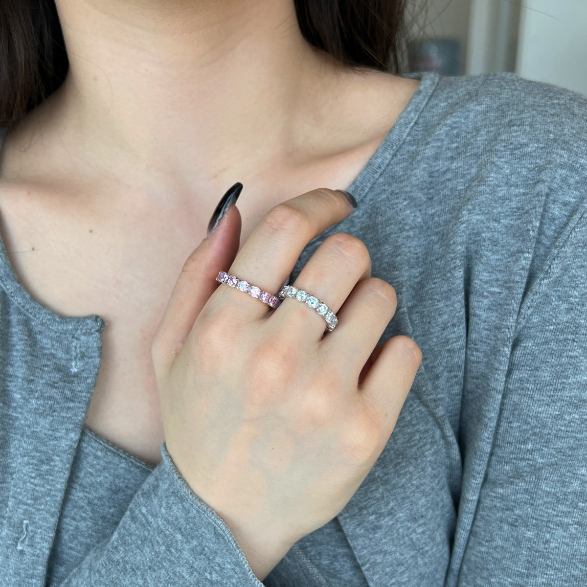 [Joyas Regalia] Anillo de tenis Eternity de corte redondo