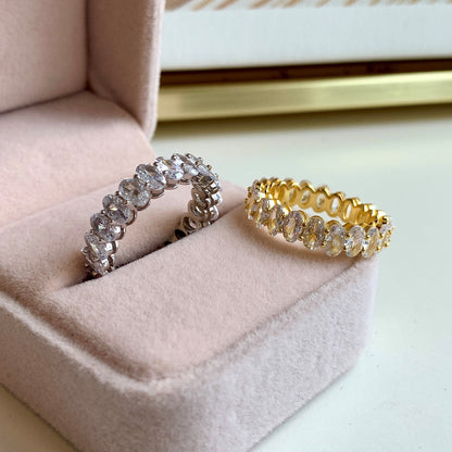 [Joyas Regalia]Anillo de tenis con corte ovalado ornamentado