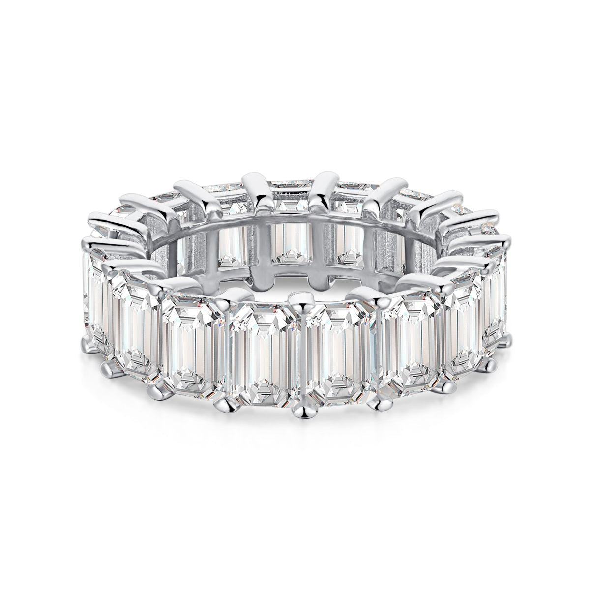 [Joyas Regalia] Elegante anillo de tenis de talla esmeralda de 0,75 quilates