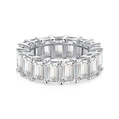 [Joyas Regalia] Elegante anillo de tenis de talla esmeralda de 0,75 quilates