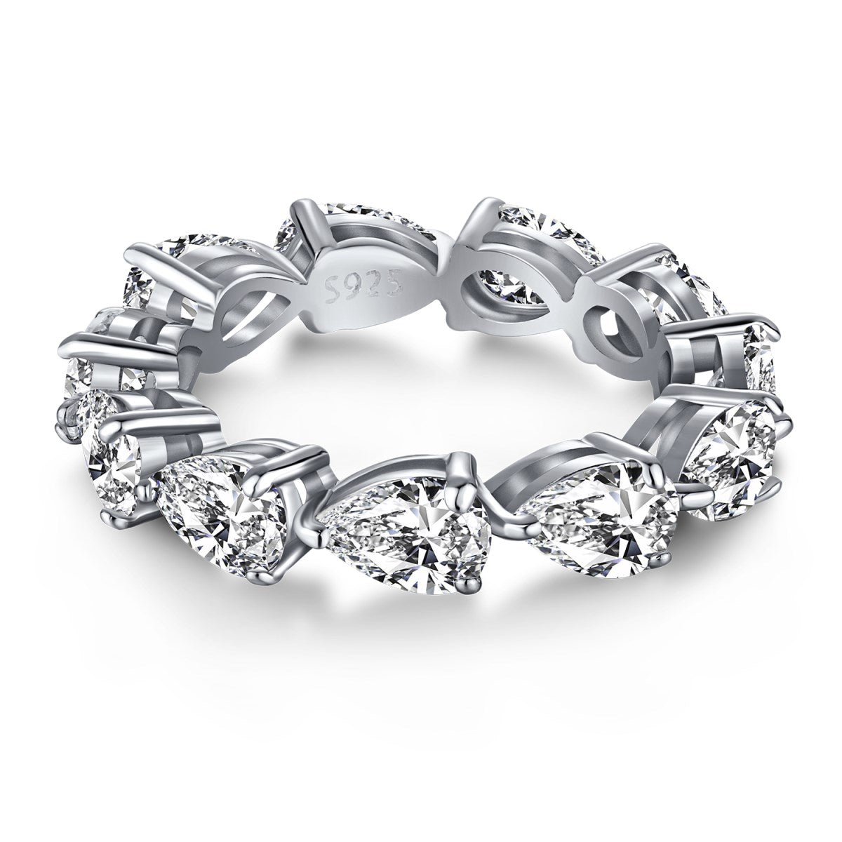[Joyas Regalia] Exquisito anillo de tenis con corte de pera
