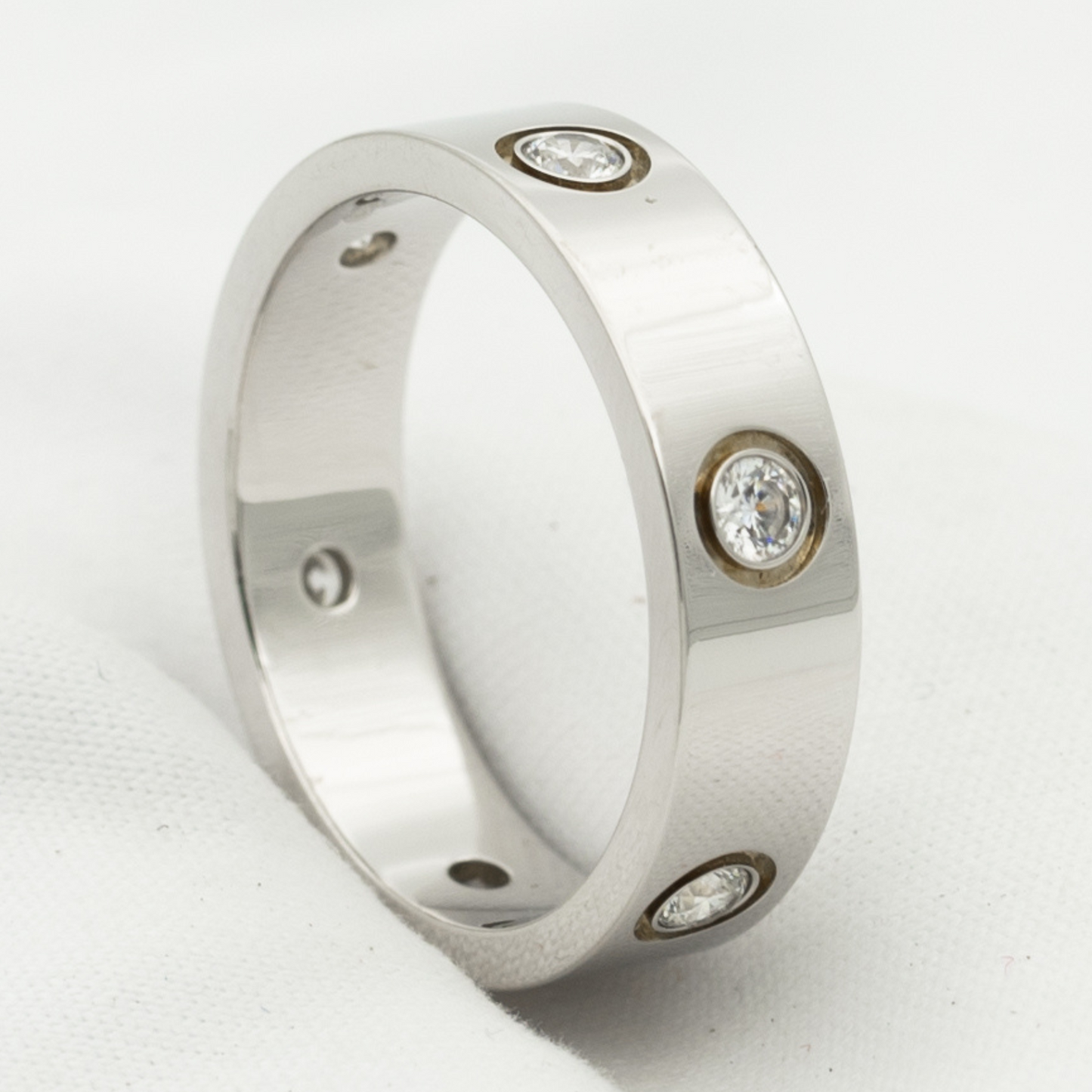 [Joyas Regalia] ANILLO DE AMOR 5.5MM 6 DIAMANTES PLATA